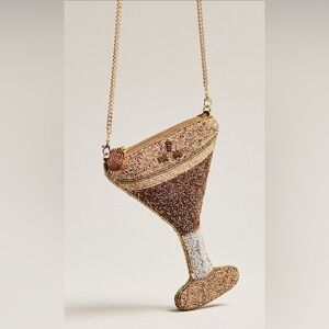 Anthropologie Gold & Silver Beaded Bag/Expresso Martini